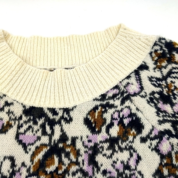 Ann Taylor Loft wool/mohair floral boat neck sweater S - Picture 4 of 7